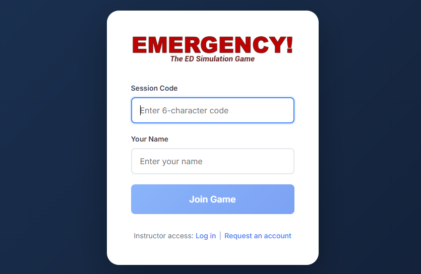 Login screen